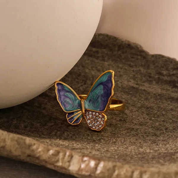 Gold_Zircon_Enamel_Butterfly_Rings_For_Women